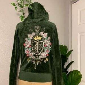 Deep Green Juicy Couture Velour Hoodie